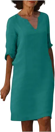 OIOLOYJM Plus Size Summer Dresses for Women 2025 Plus Size Dresses for Curvy Women 3/4 Sleeve Casual Boho Kaftan Dresses