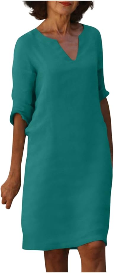OIOLOYJM Plus Size Summer Dresses for Women 2025 Plus Size Dresses for Curvy Women 3/4 Sleeve Casual Boho Kaftan Dresses