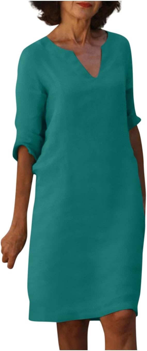 OIOLOYJM Plus Size Summer Dresses for Women 2025 Plus Size Dresses for Curvy Women 3/4 Sleeve Casual Boho Kaftan Dresses
