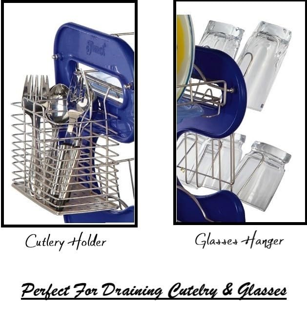 Image of AMOL Stainless Steel Kitchen Dish Rack | Rust-Resistant Utensil Stand with Glass & Spoon Holder | Wall Mountable Modular Kitchen Organizer (Made in India) (Height- 14.1 Inches)
