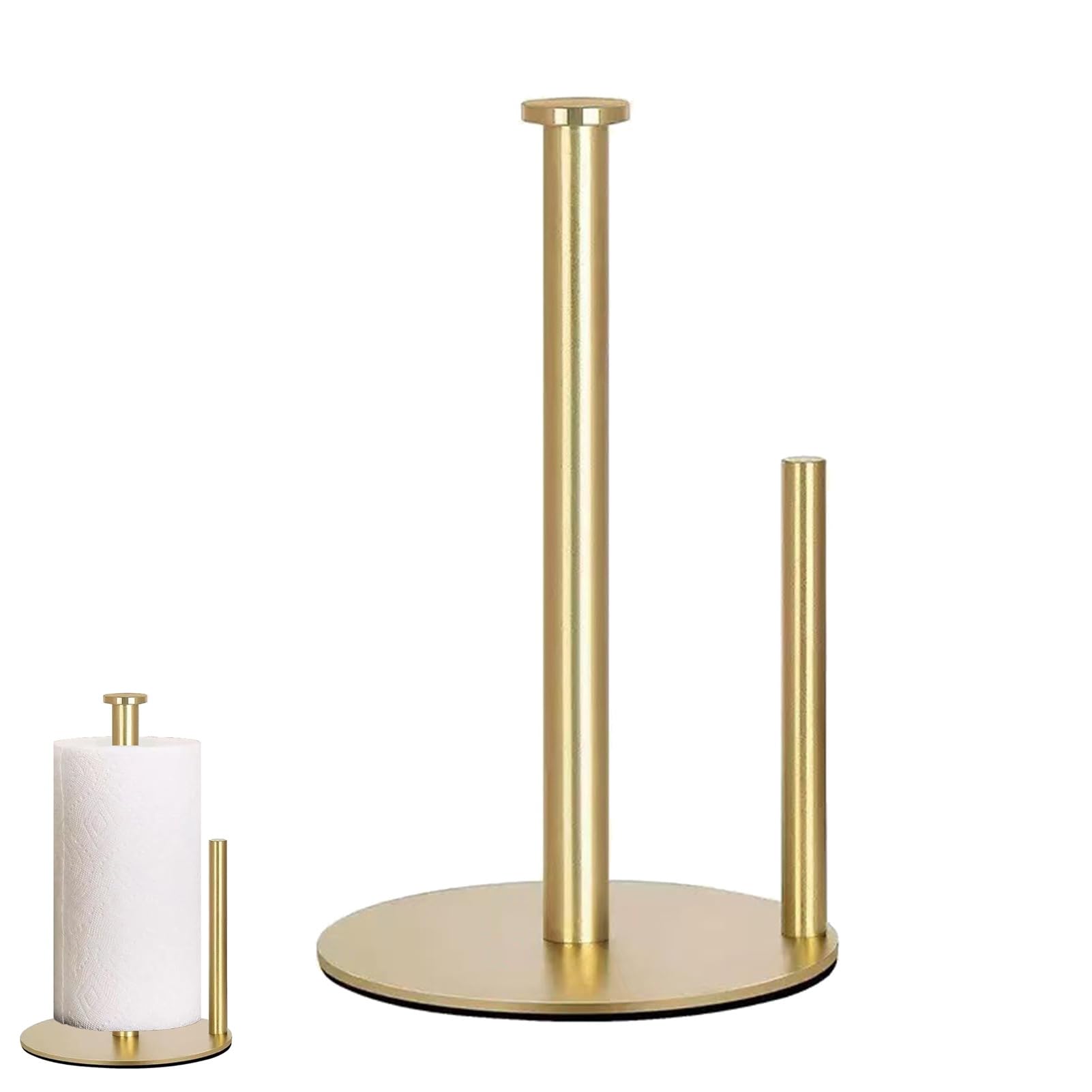 Glifora Countertop Paper Towel Holder, Stainless Steel - Tissue Roll Holder, Anti-Slip Freestanding Paper Towel Dispenser for Kitchen and Bathroom