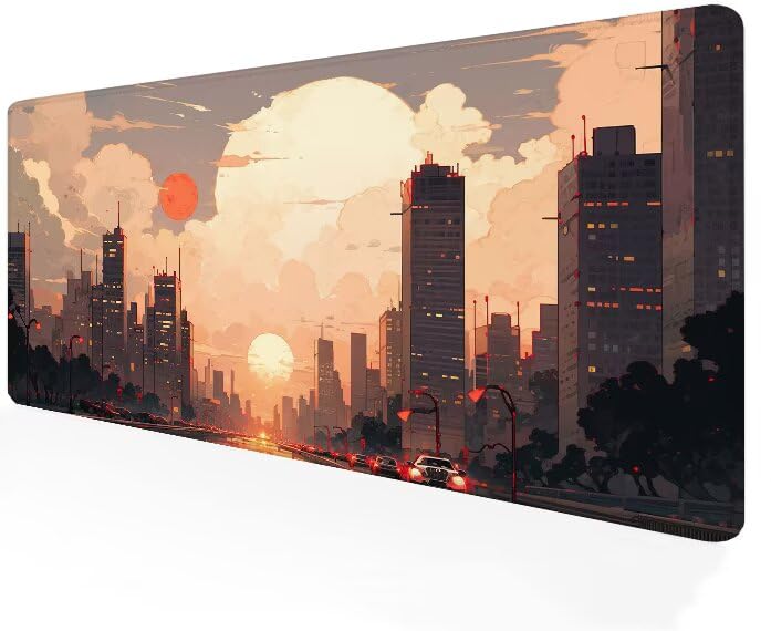 Tapis de souris gamer XXL ville idéal pour sublimer votre espace de travail