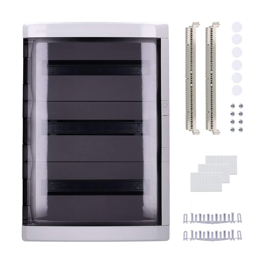 Aufputz Feuchtraum Verteiler Pro 3-reihig IP65 54 Module - Verteilerkasten Kleinverteiler Sicherungskasten, Tür transparent