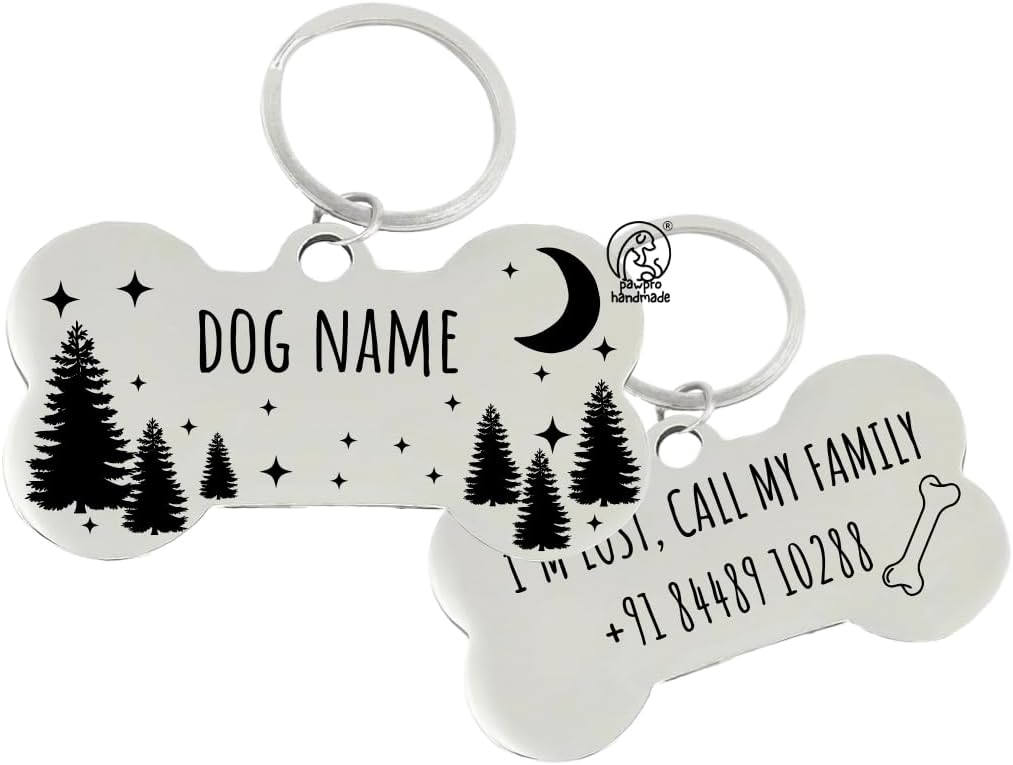 PAWPRO HANDMADE Customized Pet Id Tag Personalize Black Engraved Name Collar Tag for Your Loving Pet