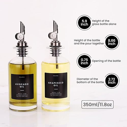 Miniatura 24 de Molimoli Botella dispensadora de aceite de oliva para cocina, dispensador de aceite con vertedor pesado, dispensador de botellas de vidrio