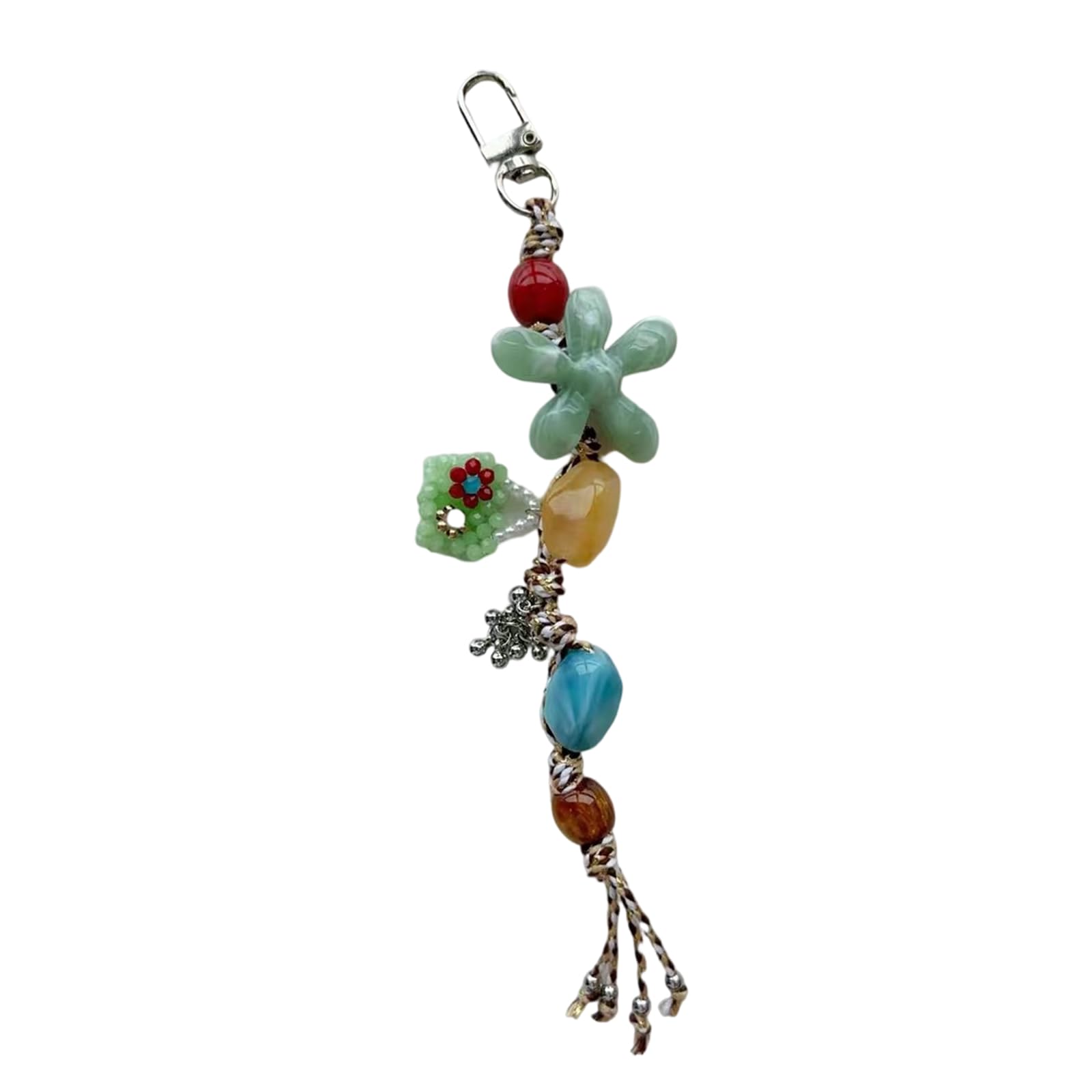 NEWFT Artistic Beaded Charm Keychain User Friendly Phone Lanyard Strap Versatile Jewelry Accessory for Women Lady