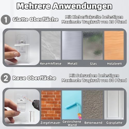 6er-Pack Gardinenstangenhalterungen ohne Bohren,Verstellbare Selbstklebende Gardinenstangenhalter,nagelfreie Gardinenstangenhaken für Badezimmer,Schlafzimmer,Küche,Wohnzimmer,curtain rod hooks