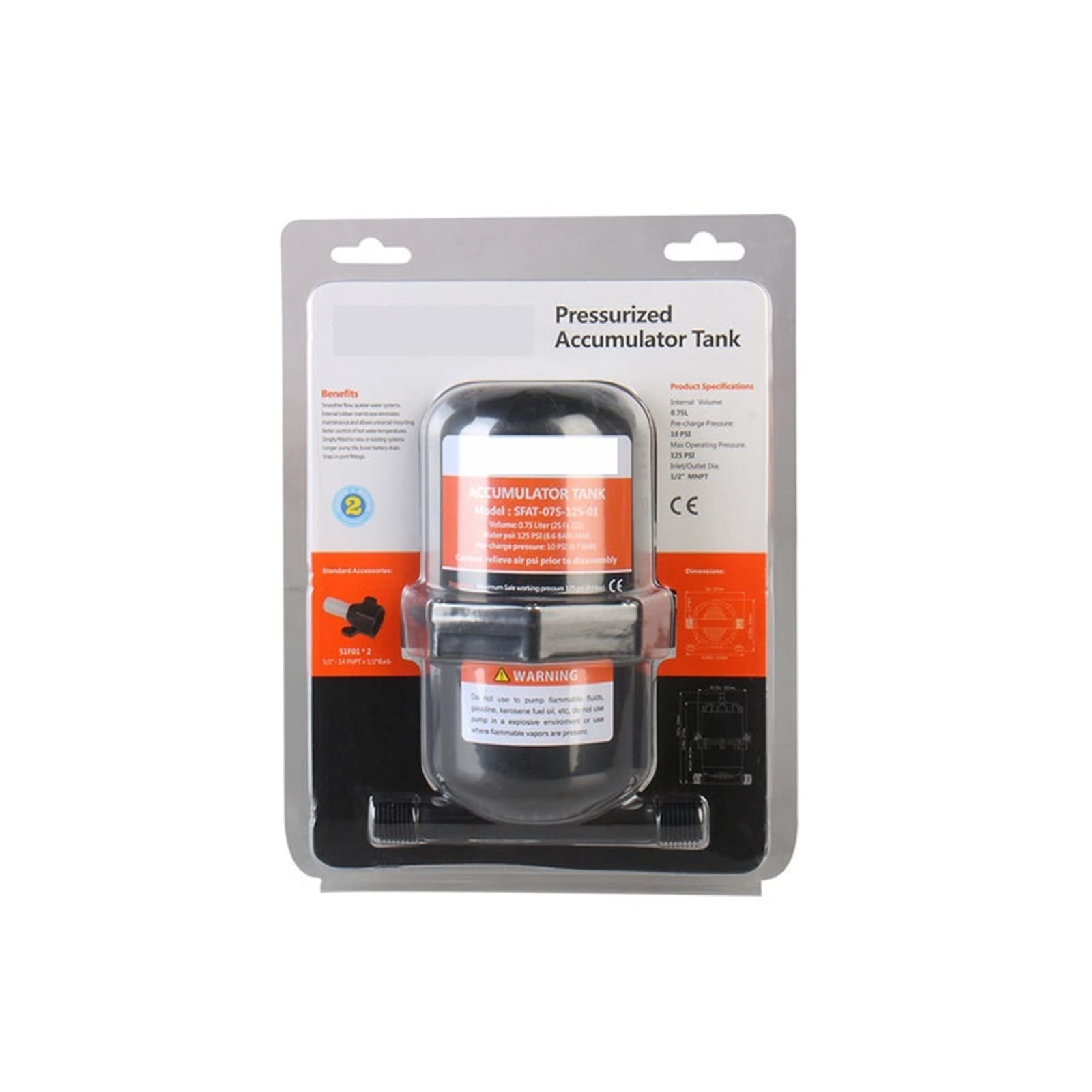 0.75/1.0L RV Accumulatore Marino Serbatoio A Pressione for Barca Yacht A Membrana Accessori for Attrezzature Pompa Igienica per Roulotte e Barche(0.75L)