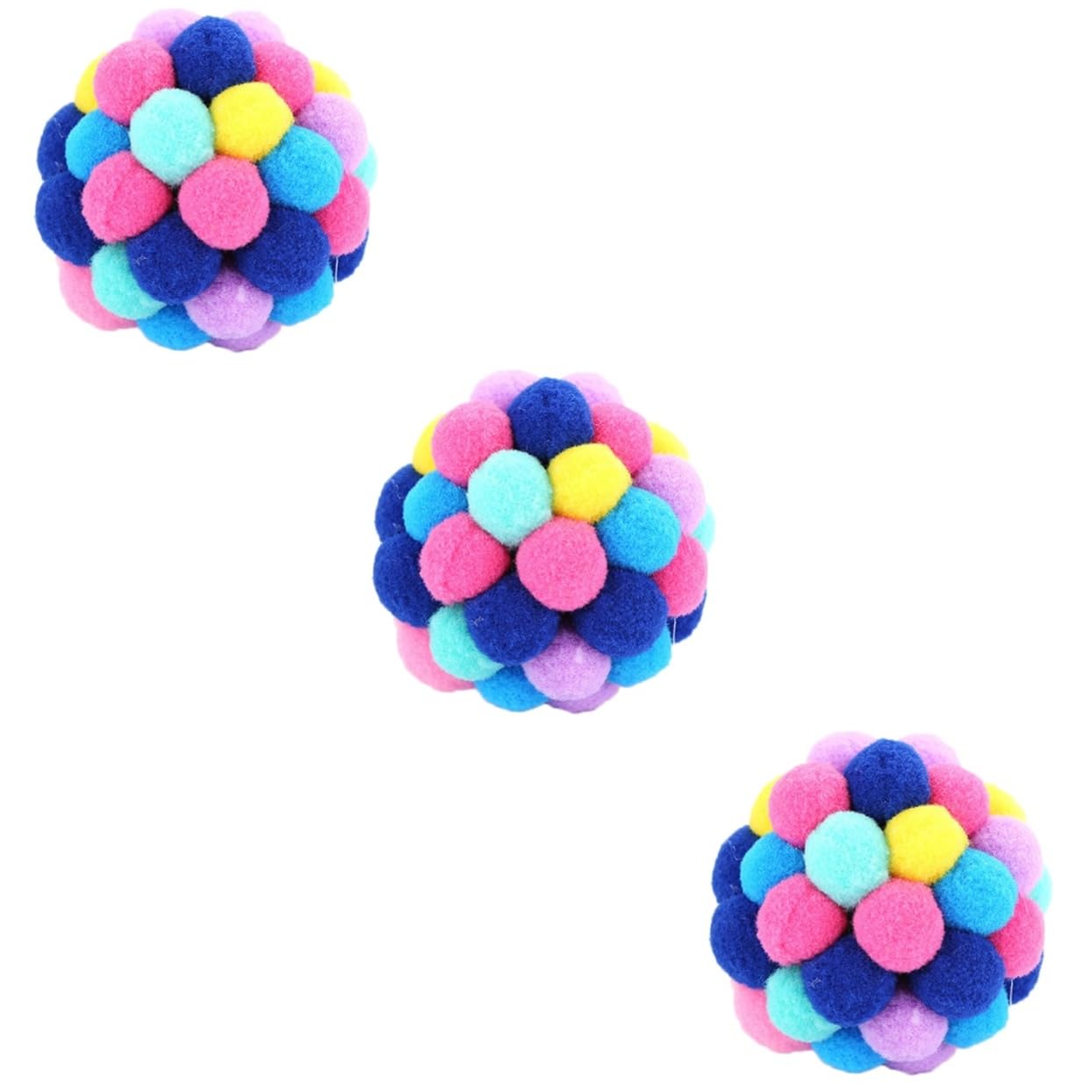 VANZACK 3pcs Bell Toys Colorful Bouncy for Cats Rattle Toy Bell for Pouncing and Chasing Random Play