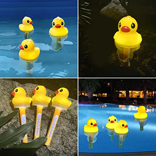Floating Pool Thermometer, Pool Water Temperature Thermometer With Solar Duck Light,Pro Water Thermometer,Large Size Easy Read Pond Thermometer At Night,Swimming Pool Thermometer For Hot Tub,Spa-1Pc #TOP6
