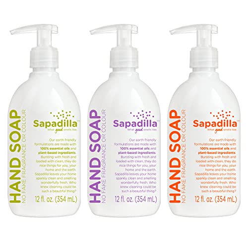 Sapadilla Liquid Hand Soap - Three Scent Variety, 12 Ounce, Pack of 3