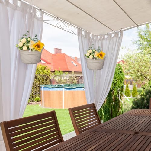 Image of balacoo 6.69 Inch Plastic Hanging Planters with Drainage Holes and Hooks Lightweight Window Planter Pots for Indoor Outdoor Balcony Garden Set of 4 Hanging Baskets
