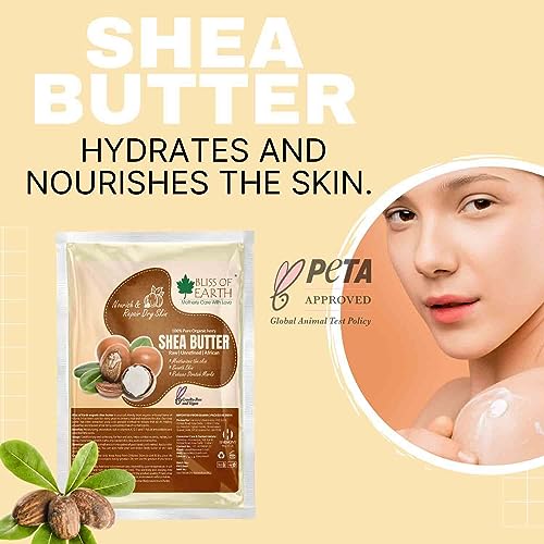 Bliss of Earth Organic Ivory Shea Butter 200GM For Skin Raw & Unrefined African, Great For Face, Skin, Body, Lips, DIY products, Now in Refill Pack