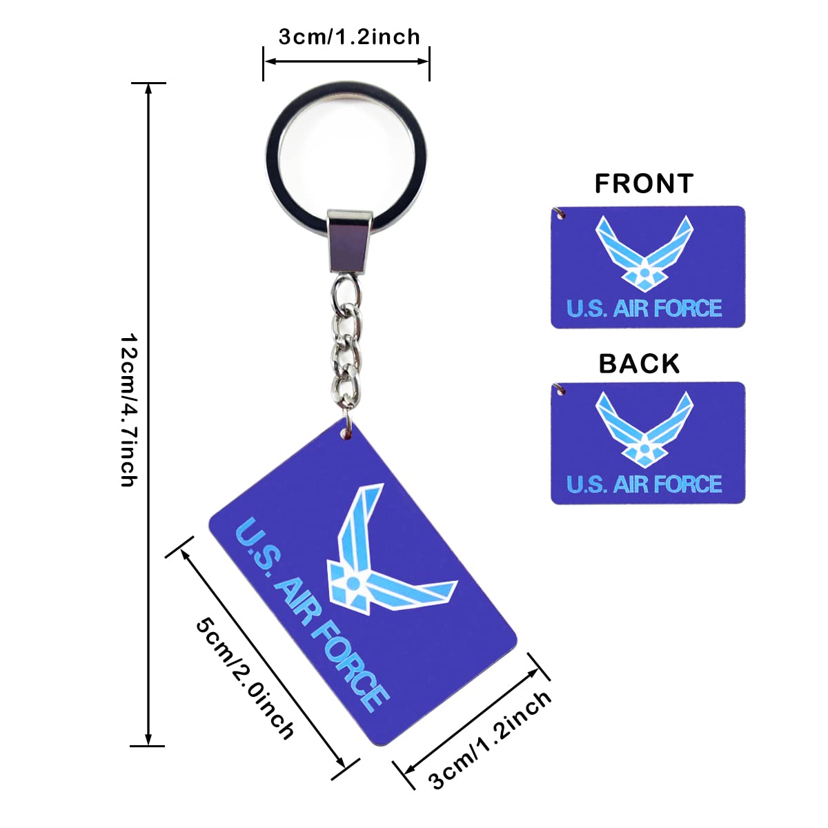 Condition photo showing New/Like New for QQSD US Air Force Wings Flag Keychain Military Key Ring, 2 Pack