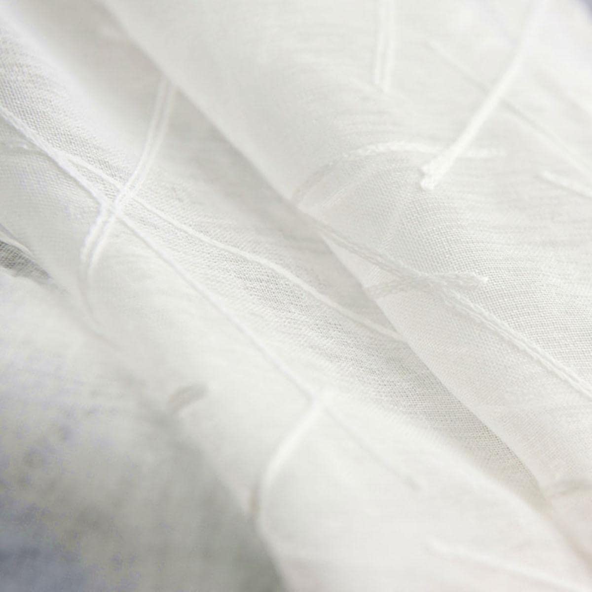 Blanc Broderie Tulle Fenêtre Rideaux pour Salon Géométrie Sheer Rideaux pour Chambre Voile Rideau Rideaux Aveugle Fini-Blanc,W400xL250cm 1pc,Ruban pour Crochets