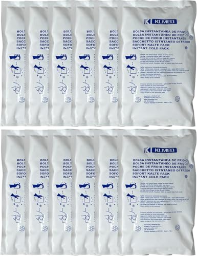 Bolsa de Frío Instantáneo Aplicación Inmediata 12 unidades | Bolsas Instantáneas Hielo para Lesiones Un Solo Uso Compresas de Frío Multiusos
