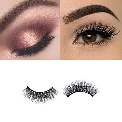 JKC Faux Cils, Faux Cils 3d Fait à la Main Faux Cils Naturel Volume Réutilisable pour le Maquillage 1 Paire Faux Cils Naturel