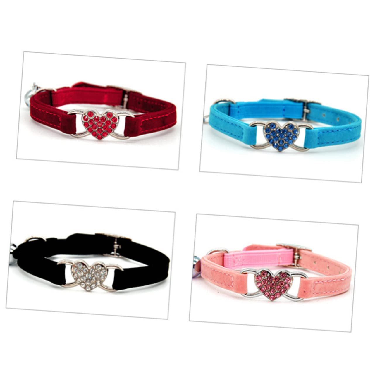 minkissy Lot de 2 Colliers pour Chat avec clochettes pour Chaton - Collier pour Chat - Collier pour Chat - Collier pour Chaton - Petit Collier Ras du Cou en Strass - Anneau réglable