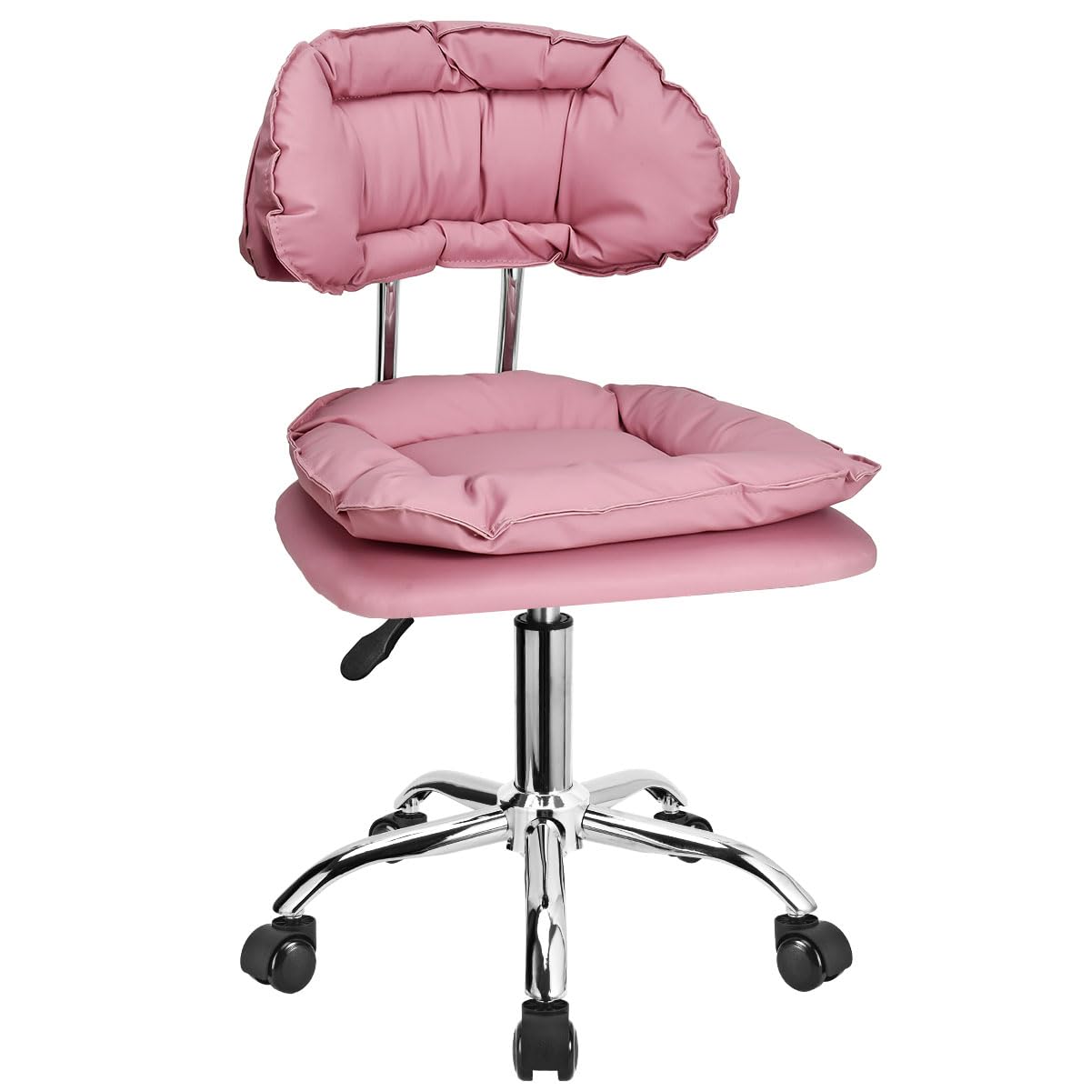 JOSTZHXIN Rolling Stool with Backrest, Home Office Rolling Stool Chair, Thickened Seat Cushion, Adjustable Height Swivel Chair for Nail Shop Salon Spa