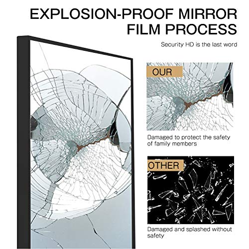 Image of NeuType 47 inchx22 inch Full Length Mirror Aluminum Alloy Frame Wall-Mounted Mirror for Living Room, Bedroom, Entry, Hanging or Leaning Against Wall, Full Length Mirror for Wall, Black (No Stand)