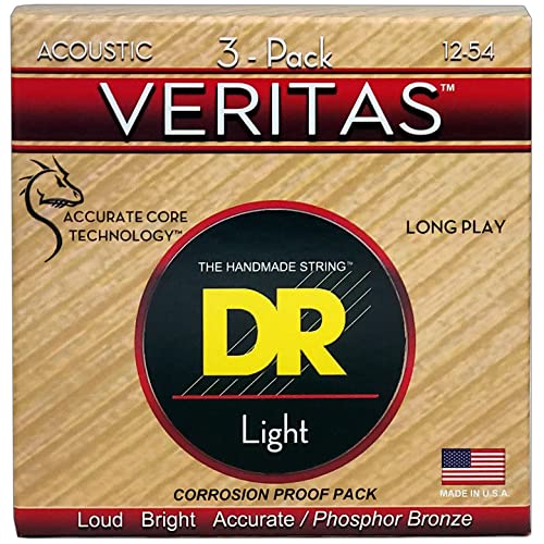 Cordes guitare acoustique DR Strings Veritas 12-54 jeu de cordes folk coated core technology