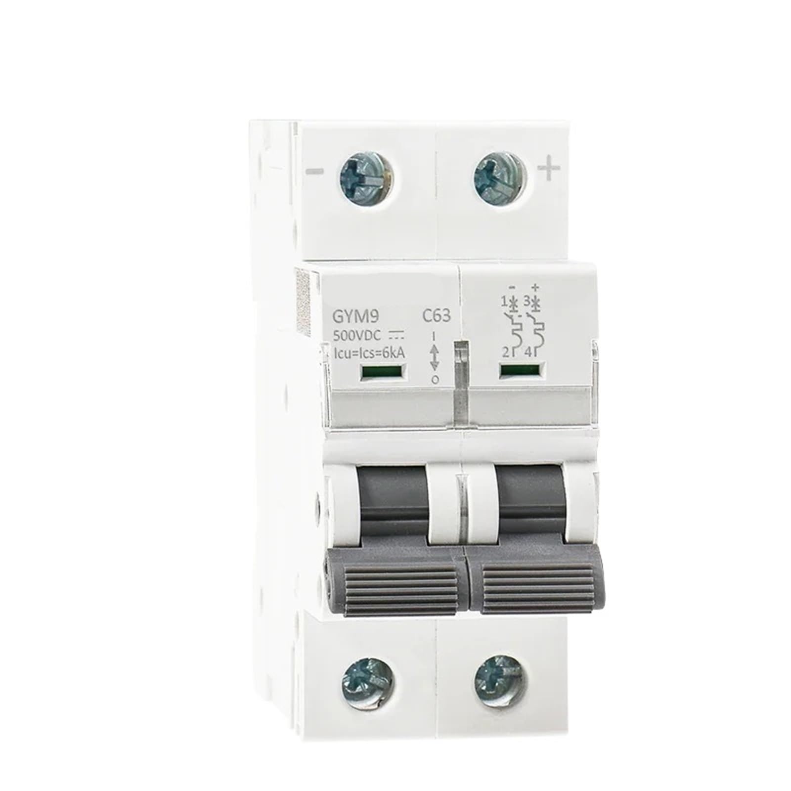 Din Rail DC MCB 12V 6KA 2P 500V Mini Circuit Breaker DC MCB for Solar PV 1Pcs(16A)