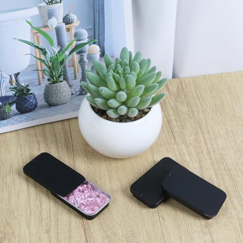 Image of Geesatis 10pcs Black Metal Box Containers,Empty Slide Top Small Metal Containers,Rectangular Empty Tinplate Storage(60mmx34mm)