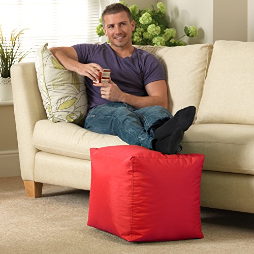 Bean Bag Bazaar Sitzpuff Outdoor „Würfel“, Fußhocker Wasserabweisend, XL Sitzpouf Outdoor, Puff Hocker Groß, Sitzsack… – Bild 3