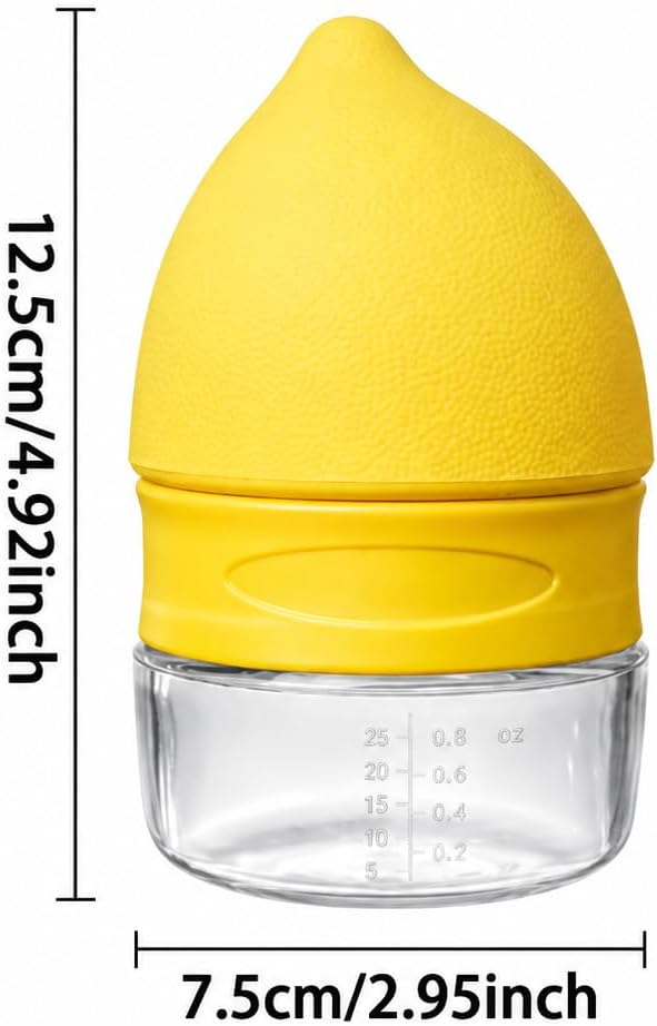 4-in-1 Manual Citrus Juicer, Lemon Squeezer with Built-in Grater, Measuring Jug and Cup Lid. Portable Multi-Functional Hand Fruit Press for Lemon Lime Orange (Yellow)