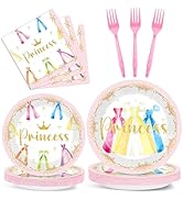 Yiaoyinnz 96Pcs Princess Birthday Party Decorations Princess Themed Tableware Castle Dress Plates...