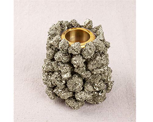 Natural Healing Crystal Pyrite Tea Light Candle Holder Home Office Decor 300-500 Grams(Pyrite)
