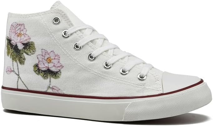 rosyclo Women's High Top Canvas Sneakers Fashion Lace-up Classic Casual Walking Shoes - Image 4