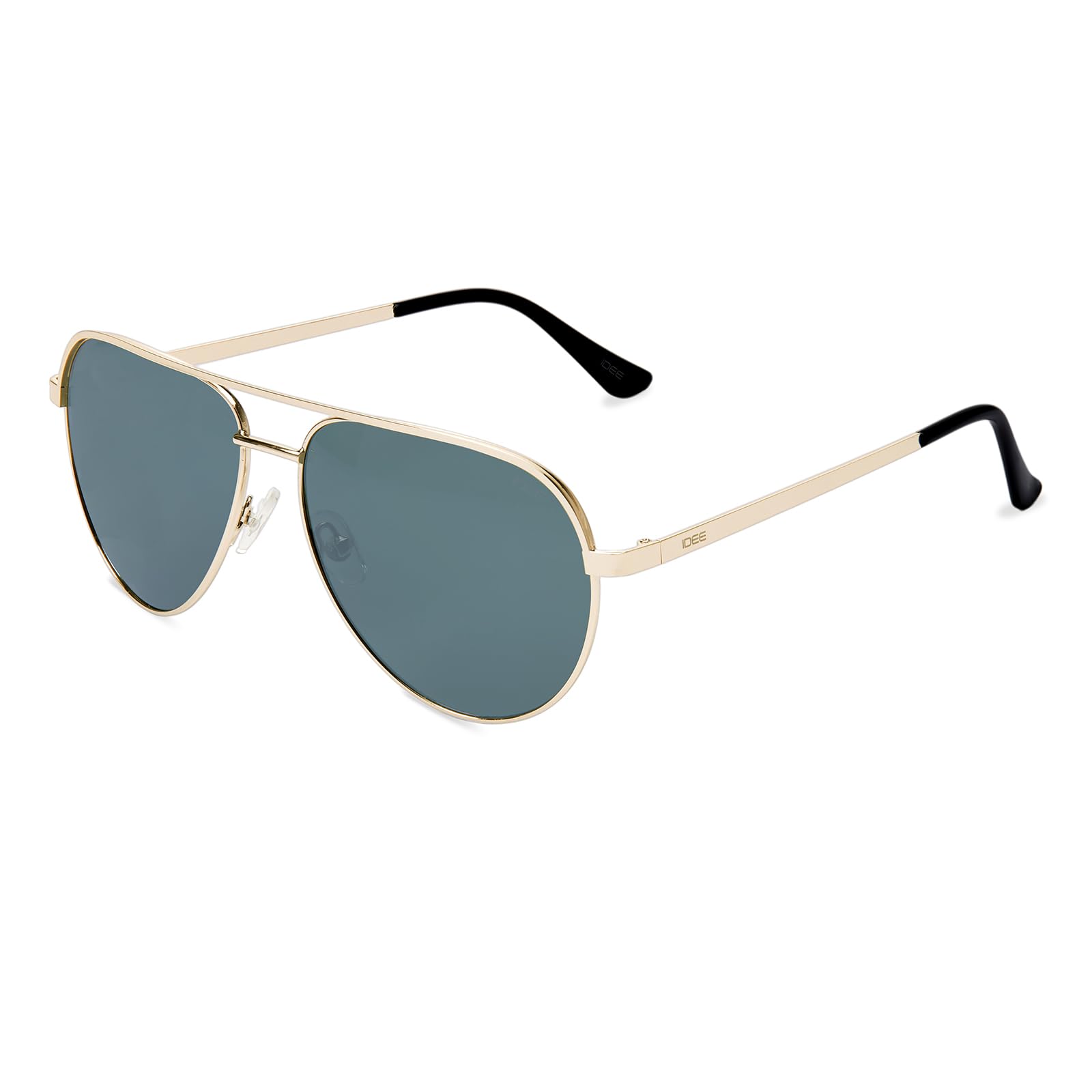 idee 100% UV protected sunglasses | Solid | Large | Full Rim | Men | Pilot | Frame: Gold | Lens: Green-picture-15