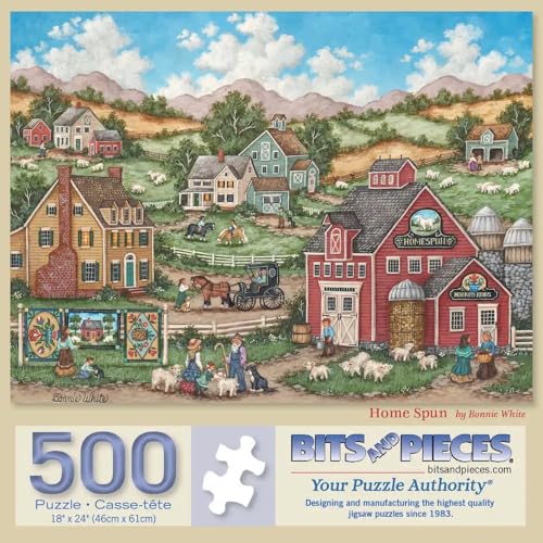 Bits and Pieces – Set de 3 Rompecabezas para Adultos de 500 Piezas – Colección Rustic Farm Seasons con Ilustraciones de Verano, Invierno y Otoño miniatura 3