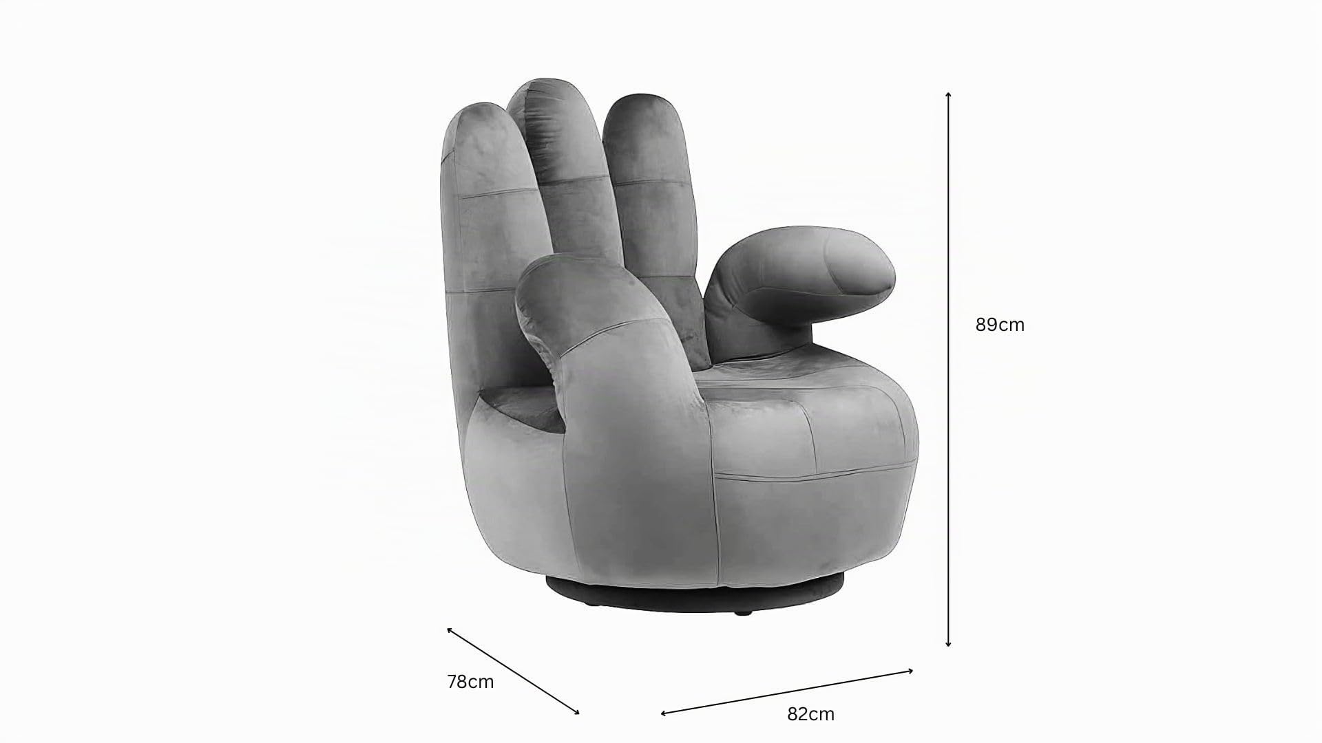 Vente-unique - Fauteuil Main pivotant Catchy en Velours - Anthracite