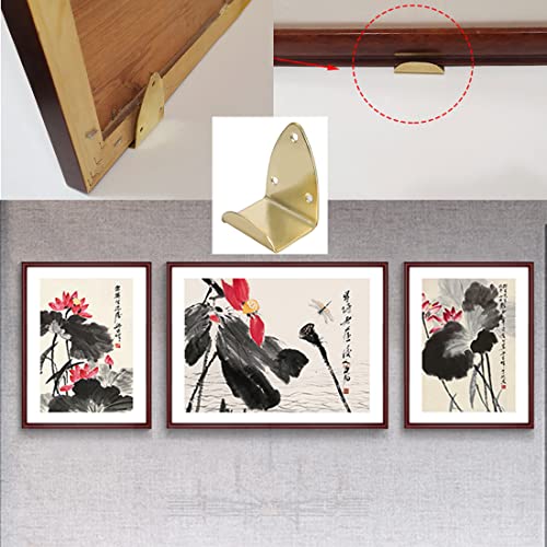 Image of MroMax Picture Photo Frame with Hook Metal Brace Bracket Hanger Gold Tone 34 x 31 x 54mm /1.34 x 1.22 x 2.13-inch (L x W x H) Medium 10pcs