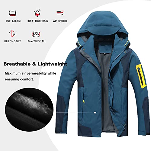 Men's Lightweight Jacket with Detachable Hood Waterproof Windbreaker Raincoat for Hiking Casual Sportswear2