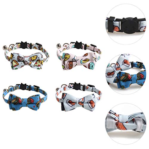 VILLCASE 4 Peças de Gravata Borboleta para Animais de Estimação Colar de Sino para Gato Colar de Laç