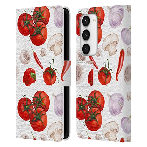 Housse cuir Samsung Galaxy S23 5G portefeuille clapet protection intégrale motif tomates Haroulita