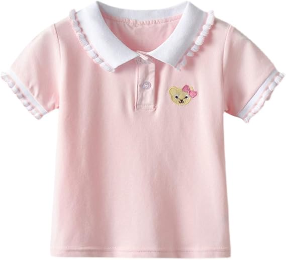Amazon Littlespring ポロシャツ キッズ 女の子 フリル 刺繍 ワンポイント 半袖 スクール シャツ 子供 ポロシャツ 通販