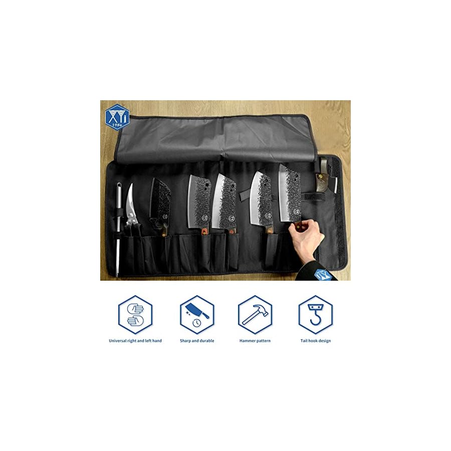 XYJ-Authentic-Since-1986-Forged-Kitchen-Knife-Set-High-Carbon-Steel-Cleavers-5pcs-Knives-Set-With-Roll-Bag-Bone-Scissors-Honing-Steel-Mini-Knife-Sharp-For-Chopping-Meat-Vegetables XYJ Authentic Since 1986, Forged Kitchen Knife Set, High Carbon Steel Cleavers, 5pcs Knives Set With Roll Bag, Bone Scissors, Honing Steel, Sharp For Chopping Meat Vegetable (9)