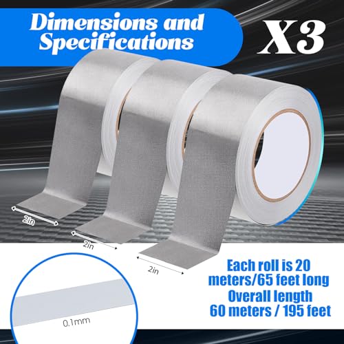 Image of Amylove 3 Roll Double Conductive Fabric Tape Cloth Conductive Adhesive Tape Roll(2in x 65ft)