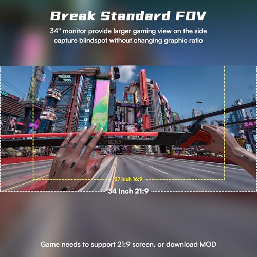 Image of Great voell 34 Inch Curved Gaming Monitor, 240Hz 1ms Display, 1500R 21:9 WQHD VA Screen, G-Sync & FreeSync, HDR, PIP /PBP, DP1.4 & HDMI 2.0, Tilt Adjustable, VESA, DP Cable Included, Pro Gaming