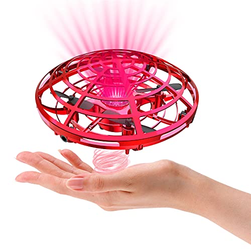 UFO Drone for Kids or Adults, Hand Controlled Mini Drone, Cool Indoor Small Flying Drones Toys for 6, 7, 8, 9, 10, 11,12 Old Boys and Girls (RED) UFO Drone for Kids or Adults, Hand Controlled Mini Drone, Cool Indoor Small Flying Drones Toys for 6, 7, 8, 9, 10, 11,12 Old Boys and Girls (RED)