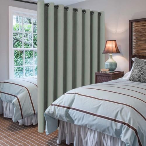 Image of H.VERSAILTEX Blackout Patio Curtains 100 x 90 Inches for Sliding Door Extral Wide Blackout Curtain Panels Thermal Insulated Room Divider - Grommet Top, 7.5' Tall by 8.3' Wide - Light Sage