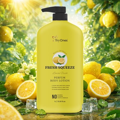 Image of Fresh Squeeze Lemon Fresh Perfume Body Lotion with Natural Lemon Extract | Deep Moisturization for Soft & Hydrated Skin | No Parabens, No SLS | 1 Litre