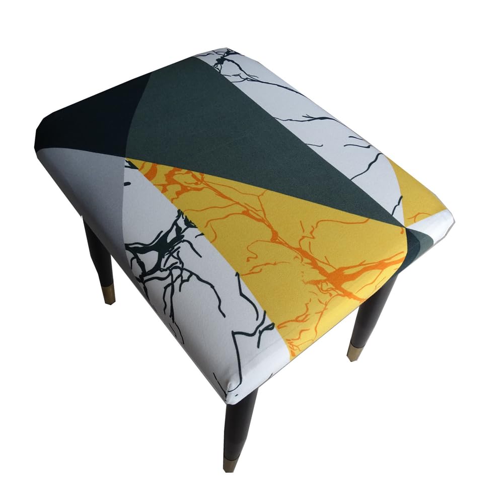 Vanity Stool Cover,Stretch Chair Seat Cover Repair the Worn Stool,Footstool Slipcover for Kitchen Wooden Metal Bench,W:25-33cm,L:30-40cm (Style 8,1pcs-Length:30-40cm,Width:25-33cm)