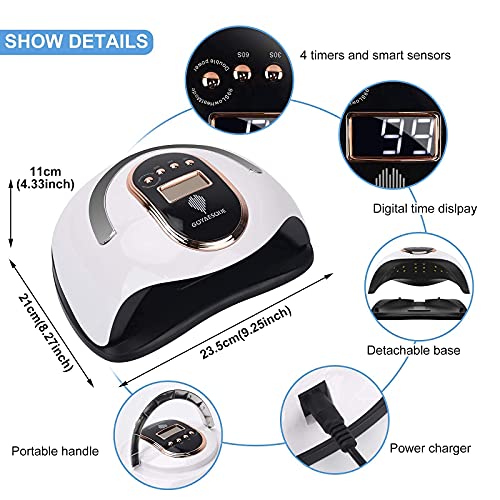 Goyaesque 168W Uv Led Nail Lamp Faster Gel Nail Dryer Led Nail Light Professional Gel Polish Uv Curing Lamp With 4 Timmer Setting Protable Handle Large Space Lcd Screen Automatic Sensor #TOP4