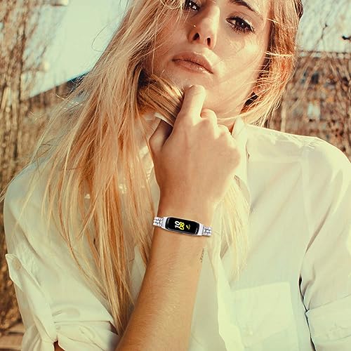 Silver Rhinestone Replacement Watchband for Galaxy Elegant Metal Strap for Wrists Fashionable Wristband Accessory Durable and Stylish Design4