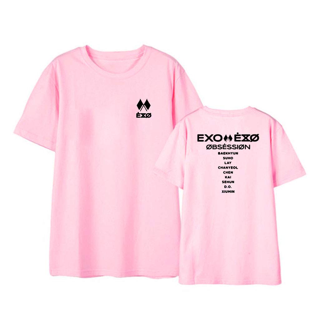T-Shirts Summer Print Short Sleeve Pullover Cotton Tee Tops Round Neck Shirts Casual Loose Blouse for Men Women Fans Sehun Suho Baekhyun Chanyeol Xiumin D.O Kai Chen Lay